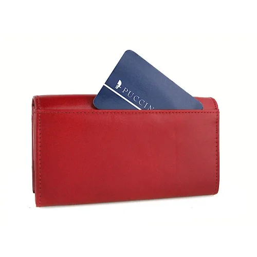Skórzany portfel damski PUCCINI MU1958 3 w czerwonym kolorze – duży format / PUCCINI MU1958 3 red leather women’s wallet – large version